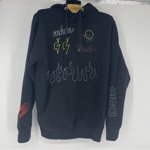 Fanjoy Avani Gregg Flames Bruh Black Sweatshirt Hoodie Women’s Size Small